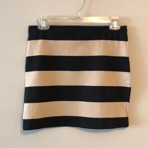 H&M Divided Mini Skirt Black Tan Striped SZ 8